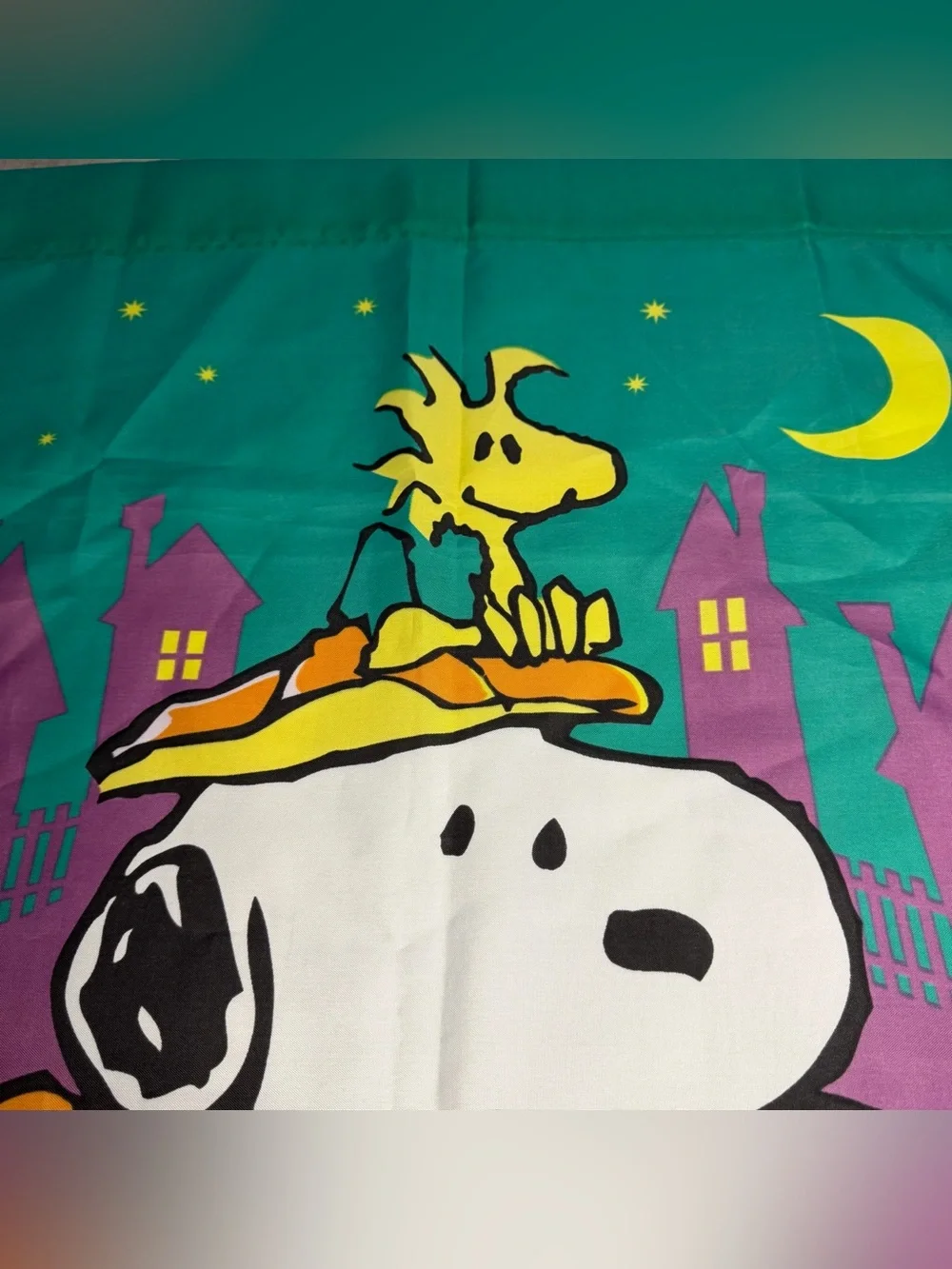 Vintage Snoopy and Woodstock The Great Pumpkin Two Sided Hanging Flag Large